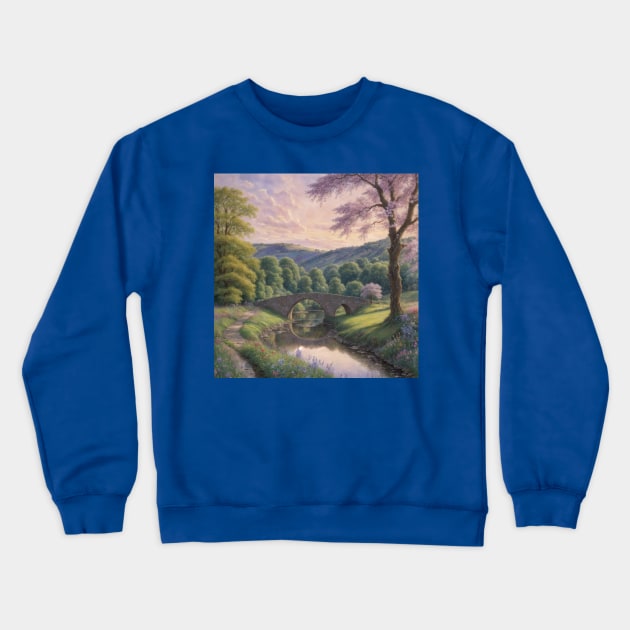 bridge over a quiet river Crewneck Sweatshirt by Donkeh23